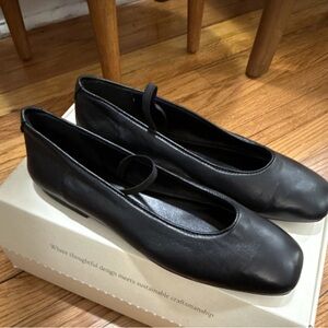 KOIO Black Women's Aurora Ballet Flats with Strap (Mary Jane style)